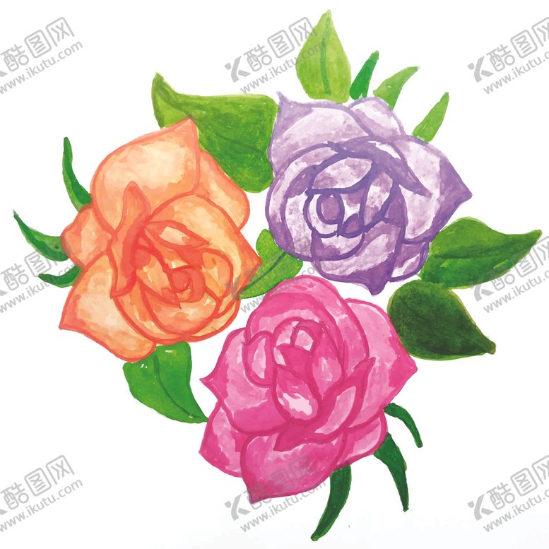 编号：40502202131822167627【酷图网】源文件下载-矢量水彩花朵