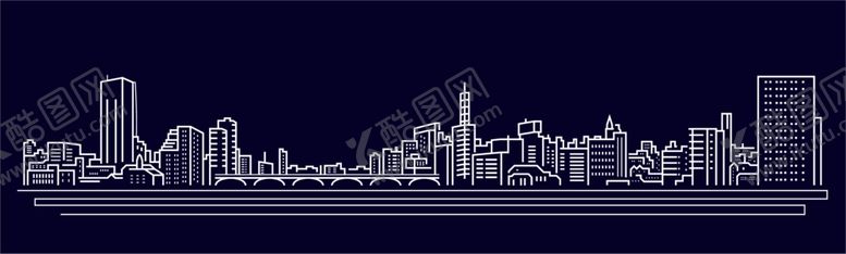 编号：25387410140828382563【酷图网】源文件下载-城市线描