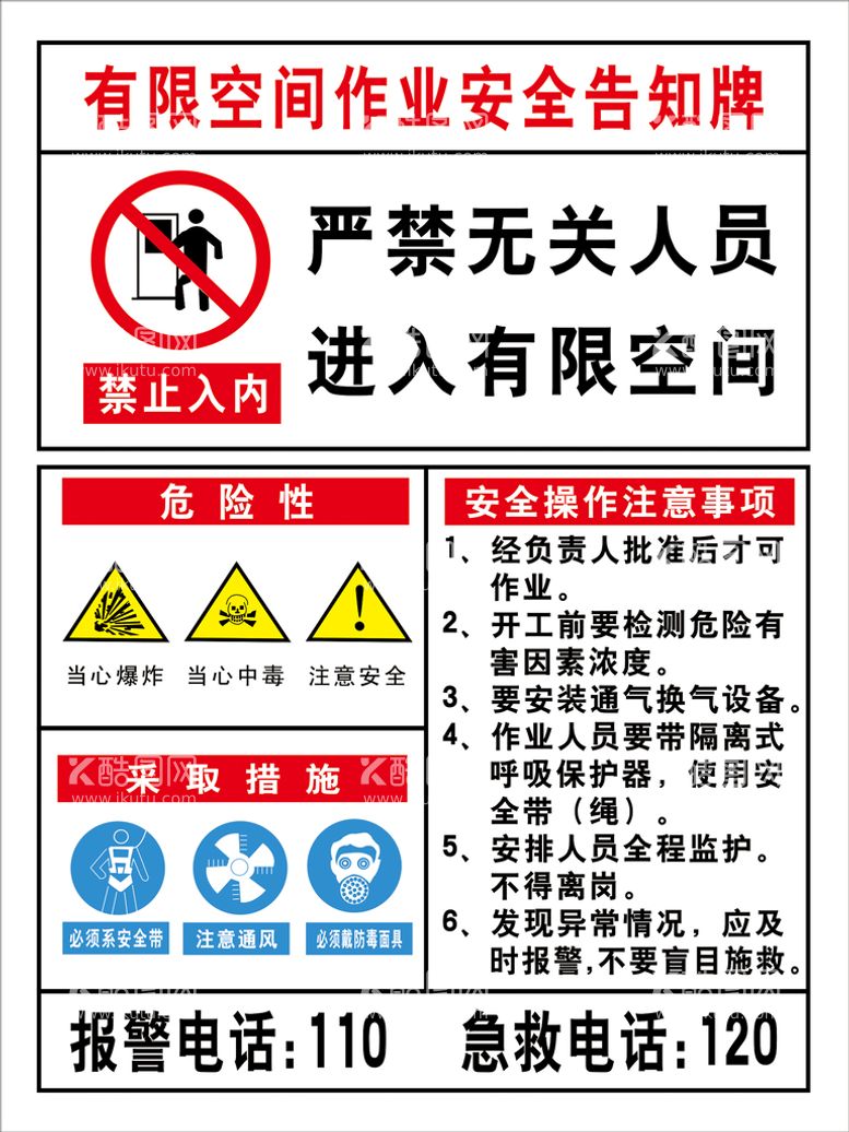 编号：56689211260542105567【酷图网】源文件下载-有限空间警示