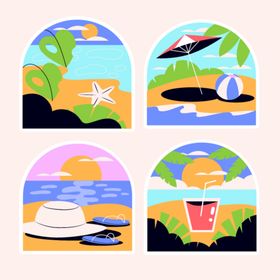 夏日海滨度假插画元素