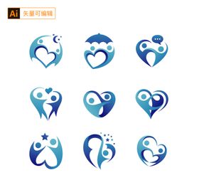 人形爱心蓝色logo