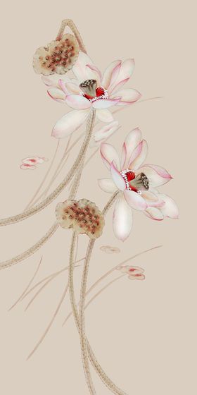 中式荷花玄关画