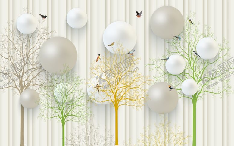 编号：79955210130531048621【酷图网】源文件下载-抽象树蝴蝶背景墙