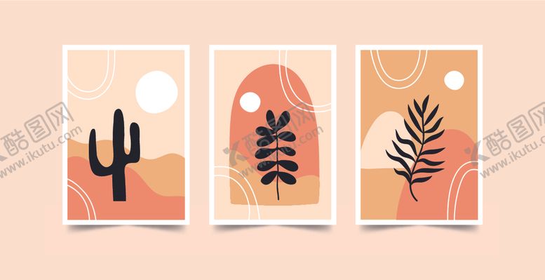 编号：46213110120448065812【酷图网】源文件下载-简约植物装饰画组合