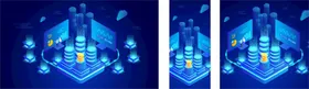 扁平25d插画商务网络科技工作商务科技数据图标