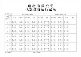 建材公司仪器设备运行记录表