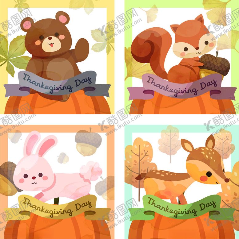 编号：62572111171447163270【酷图网】源文件下载-秋季萌宠插画组图