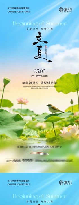 立夏节气清新简约海报