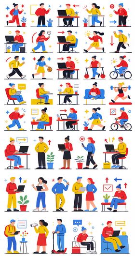 卡通人物运动办公UI图标系列