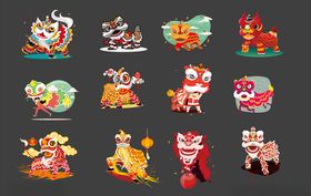 中式舞狮醒狮中国风