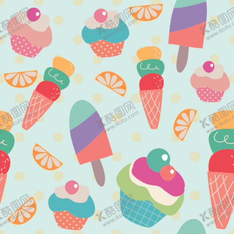 编号：87441210030952047777【酷图网】源文件下载-食物卡通彩色背景图案
