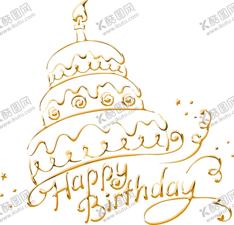 编号：20865505090720598686【酷图网】源文件下载-生日金色蛋糕