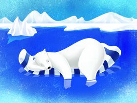 扁平化卡通插画北极雪地PSD