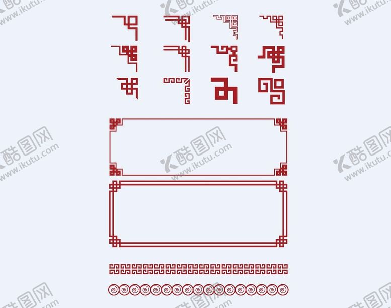 编号：61543009191855224765【酷图网】源文件下载-中式边框矢量对角回形角花