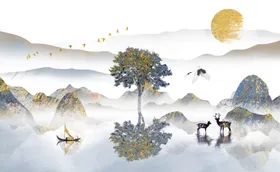 山水画风景国客厅玄关