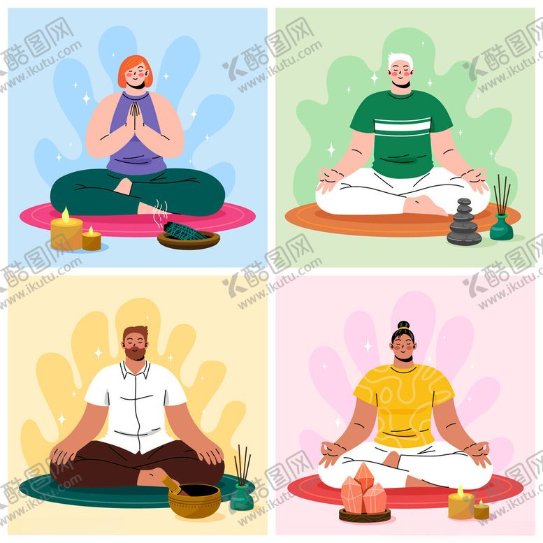 编号：51782604012338475790【酷图网】源文件下载-冥想人物插画