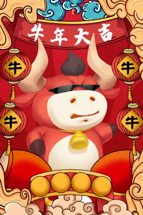 年俗海报2021年新春年节插画画风