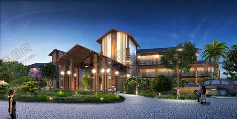 编号：75845509251423579290【酷图网】源文件下载-酒店夜景透视图