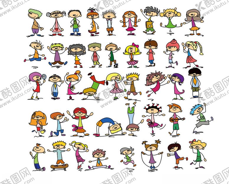 编号：94066904021631433391【酷图网】源文件下载-多样卡通儿童形象集合