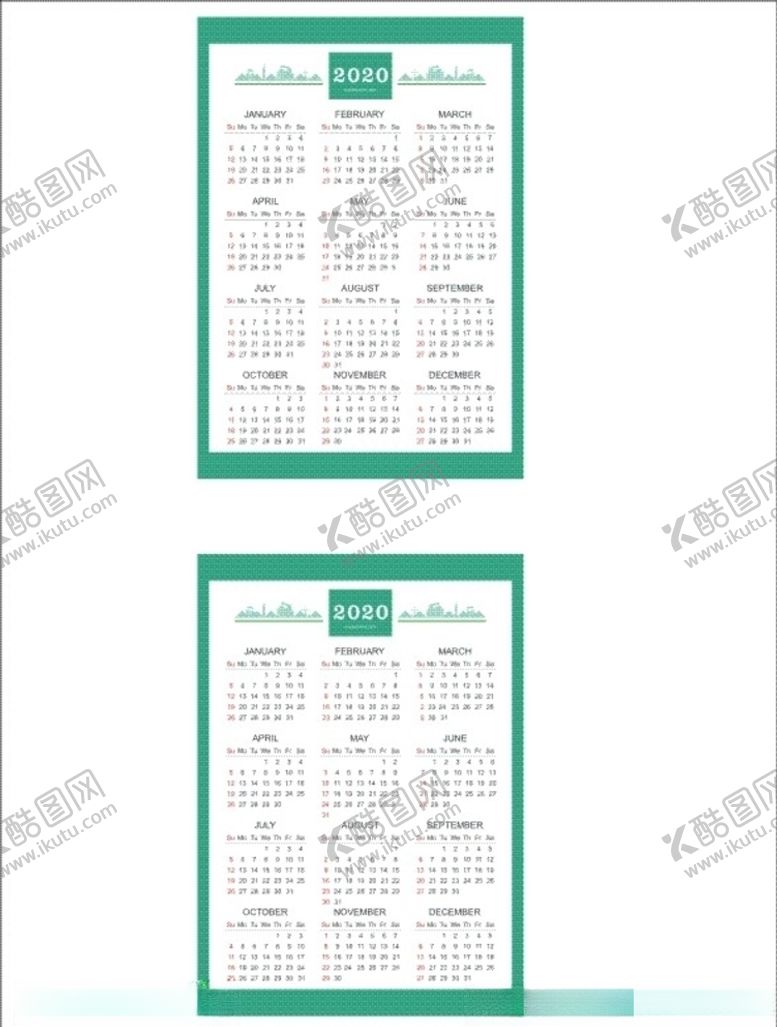 编号：44184107040744463333【酷图网】源文件下载-挂历台历2020年
