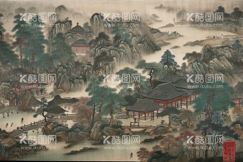 编号：50512512251722337753【酷图网】源文件下载-国画山村