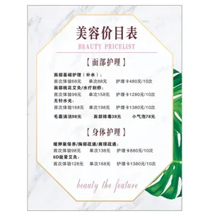 美容价目表海报体高档