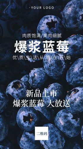 简约微商水果手机海报蓝莓