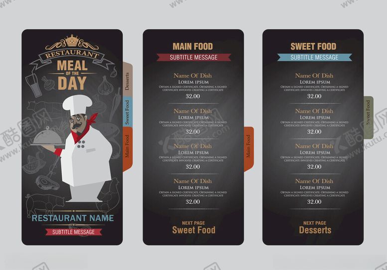 编号：12777904052348254096【酷图网】源文件下载-复古风厨师主题菜单设计