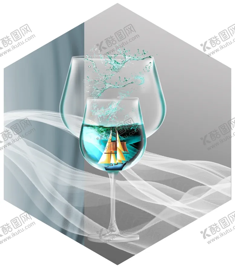 编号：62604012012353139317【酷图网】源文件下载-餐厅高脚杯酒店帆船装饰画