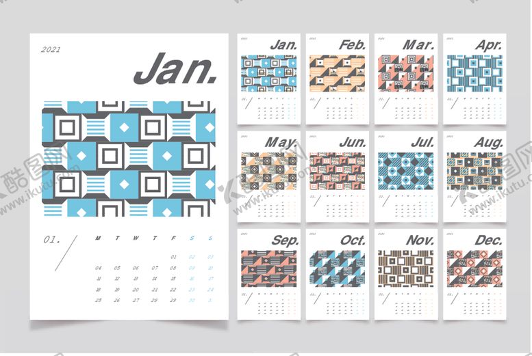 编号：64410809210030309806【酷图网】源文件下载-2021年日历