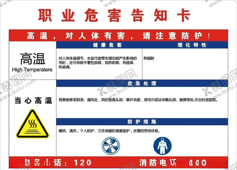 编号：63500204252227244918【酷图网】源文件下载-高温职业危害告知卡