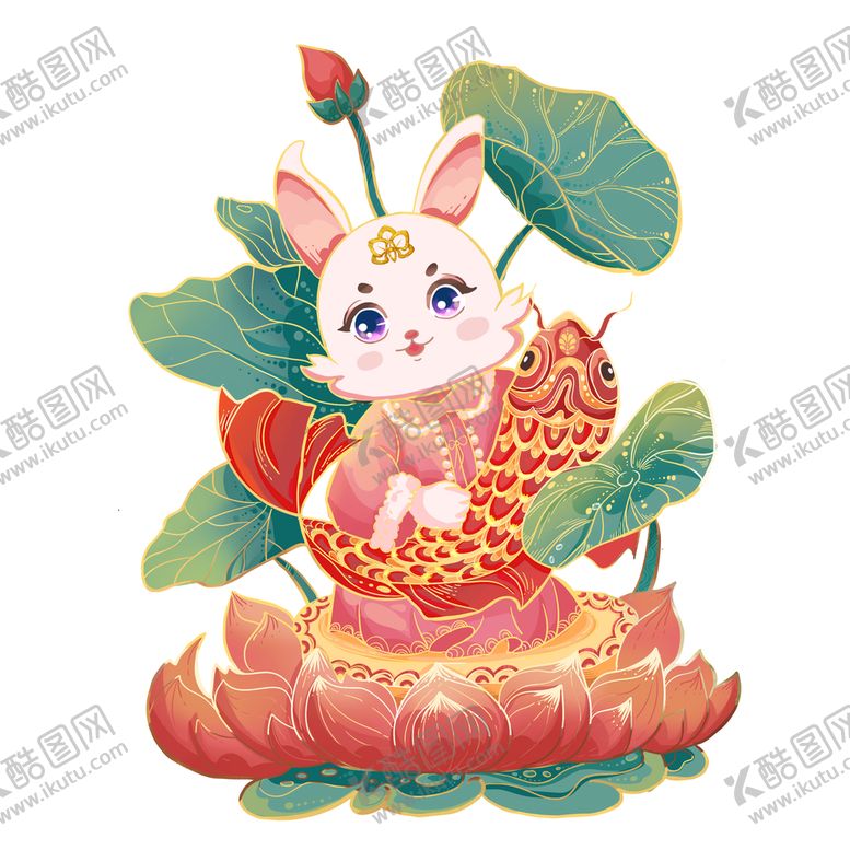编号：86135210040816488506【酷图网】源文件下载-荷花兔