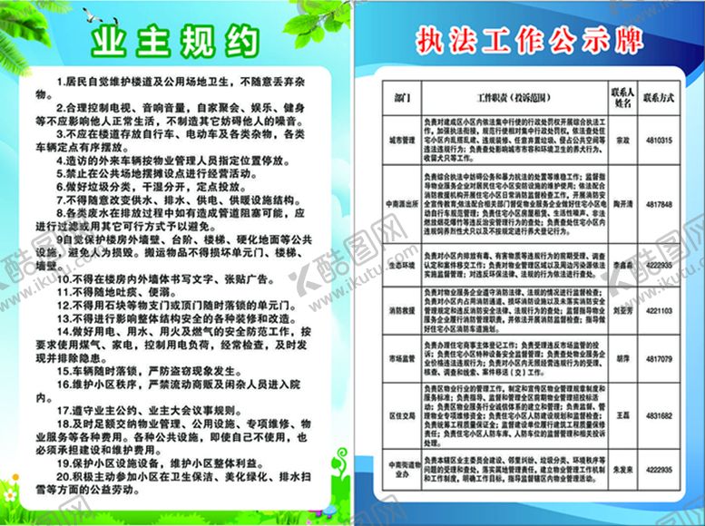 编号：35072001261939315755【酷图网】源文件下载-业主规约制度牌