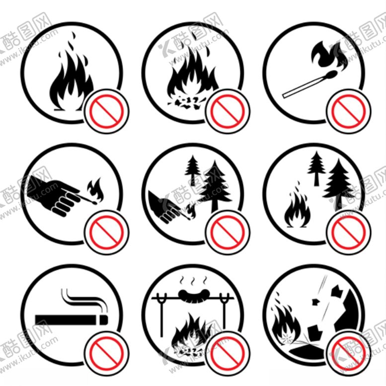 编号：48665310280758162839【酷图网】源文件下载-森林火险安全标志矢量素材