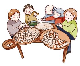 虎年包饺子插画