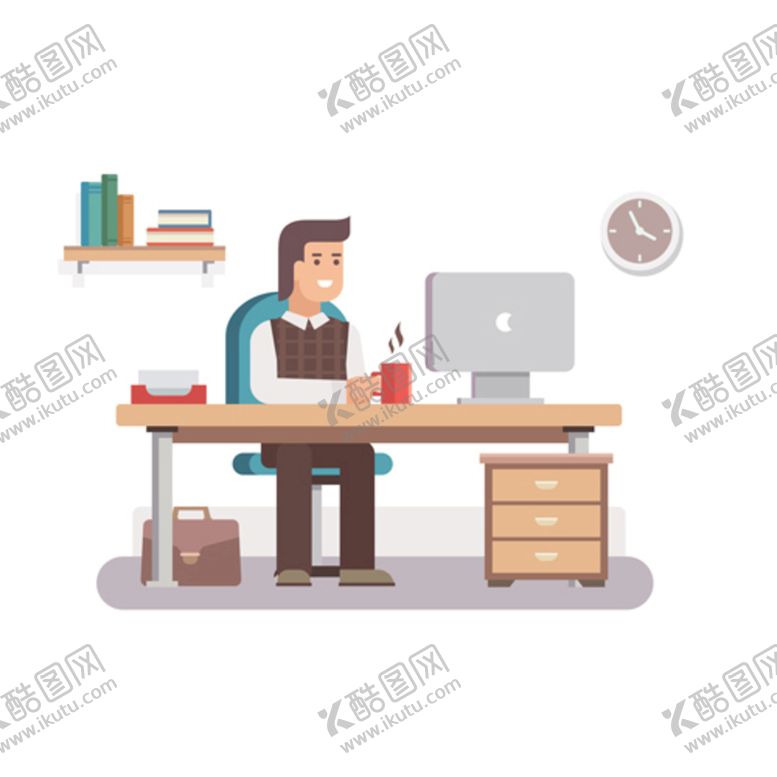 编号：69831010230136461741【酷图网】源文件下载-男性上班办公互联网插图