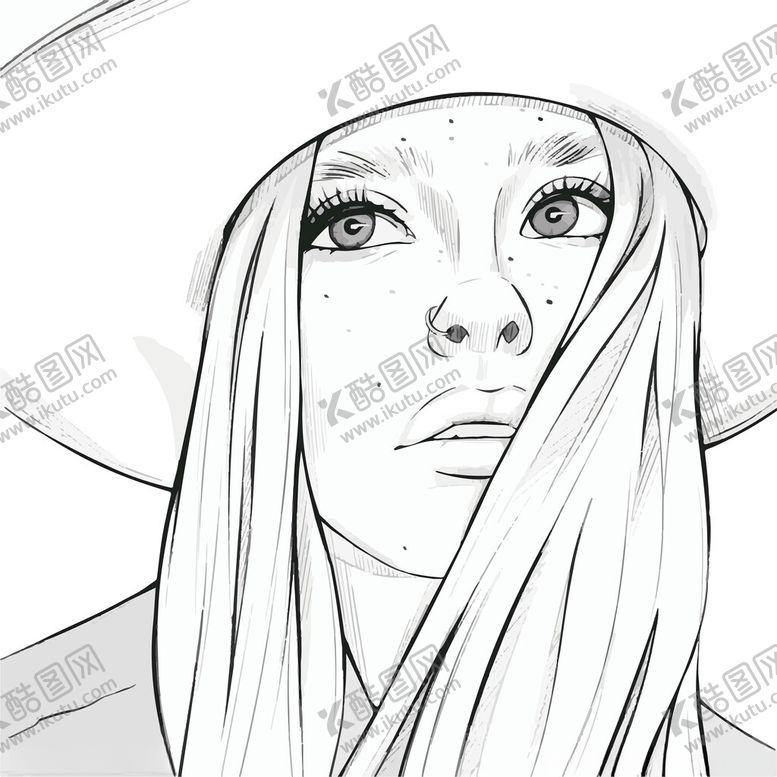 编号：48801401251954213944【酷图网】源文件下载-素描美女头像
