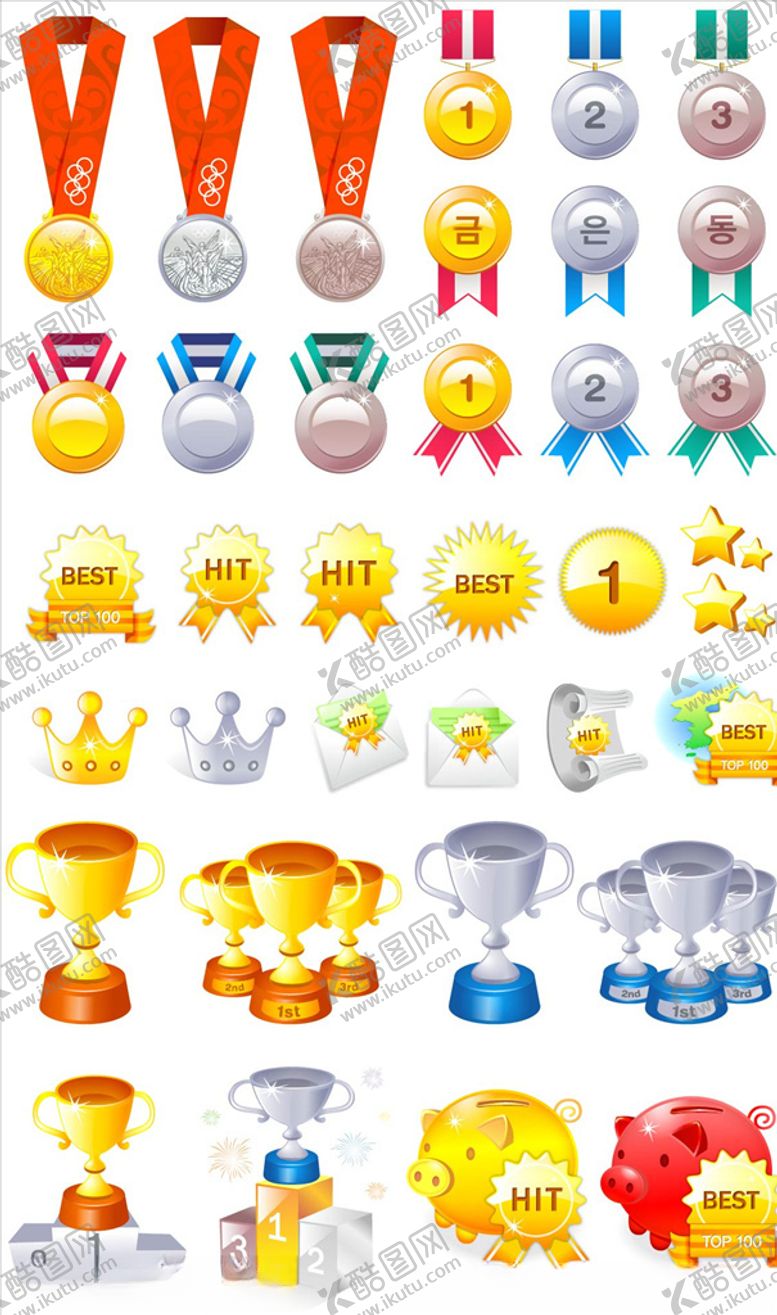 编号：98034509180149016582【酷图网】源文件下载-矢量奖牌奖杯素材