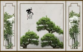 树发财树背景墙
