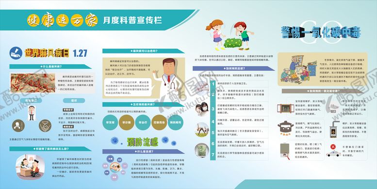 编号：64688301210514487346【酷图网】源文件下载-麻风病流感健康宣传栏展板