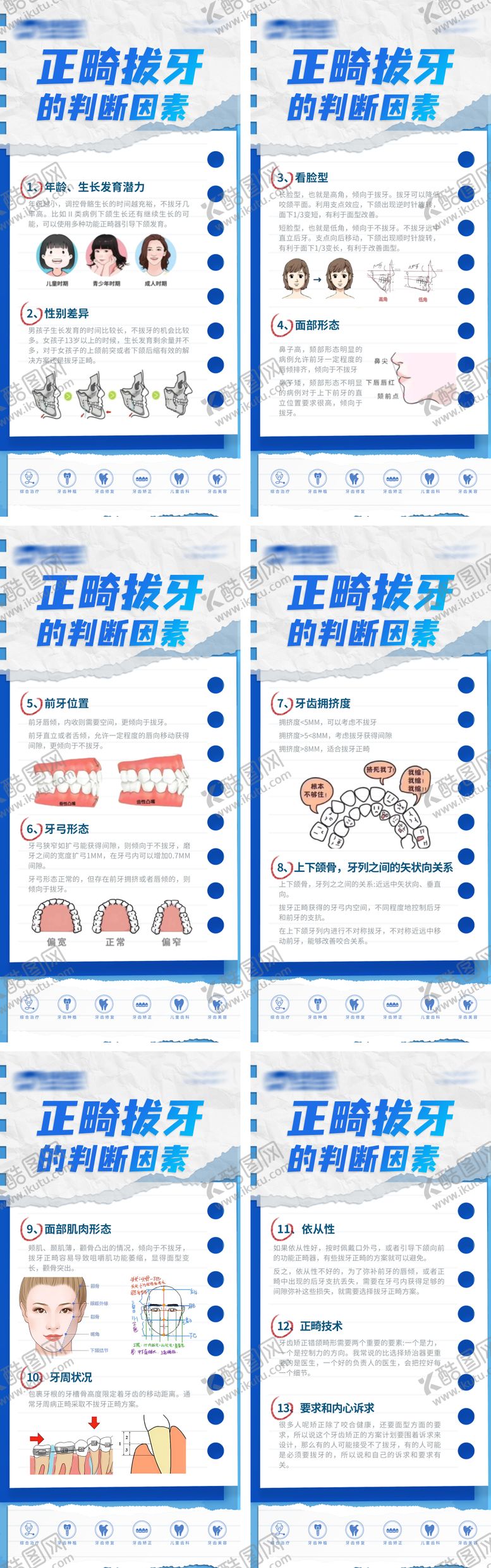 编号：14269804280102055781【酷图网】源文件下载-正畸拔牙判断因素口腔科普海报