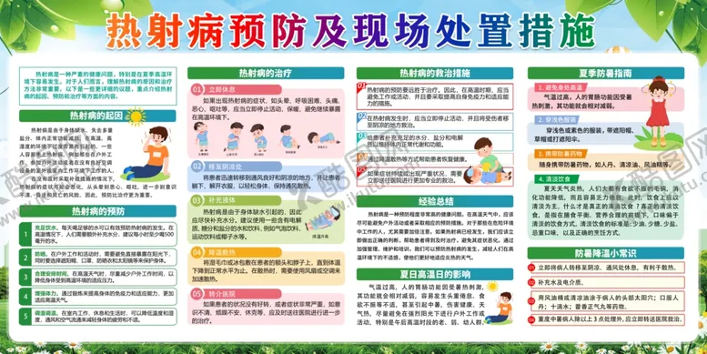 编号：89997107032127277758【酷图网】源文件下载-简单大气绿色预防热射病宣传展板