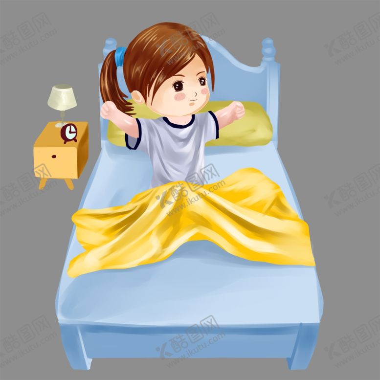 编号：69190909232108019906【酷图网】源文件下载-卡通女孩起床