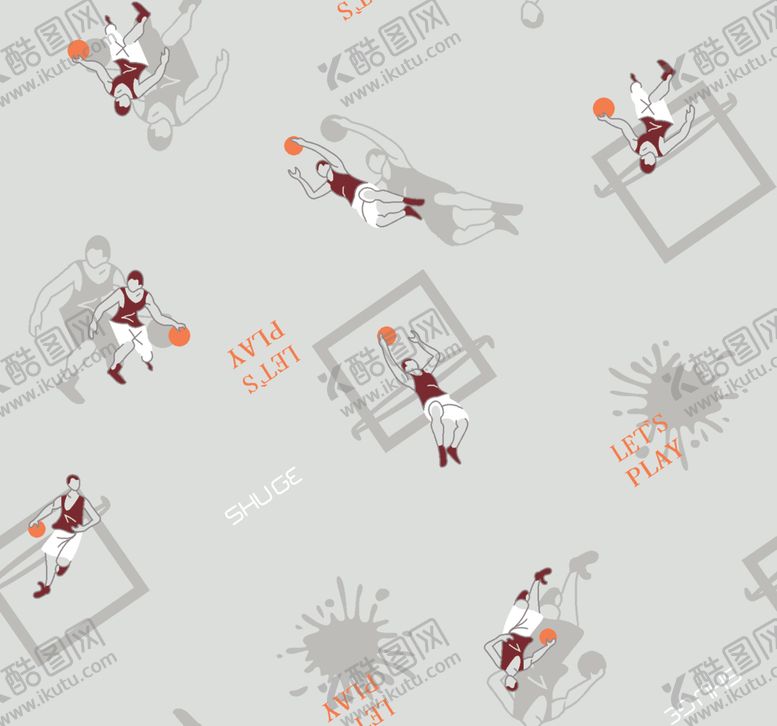 编号：94799210111932152201【酷图网】源文件下载-篮球剪影运动无缝