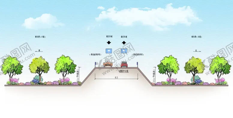 编号：48523602070450321712【酷图网】源文件下载-道路断面图