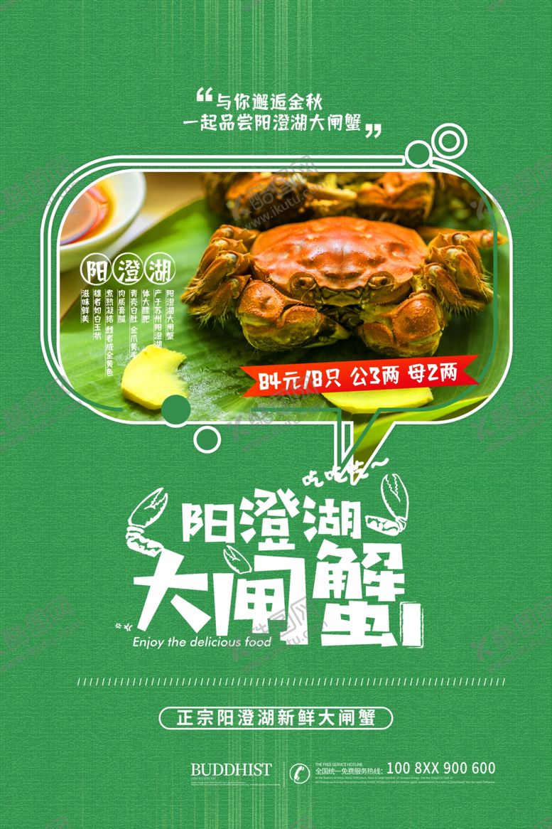 编号：44049505080704381289【酷图网】源文件下载-阳澄湖大闸蟹广告海报设计