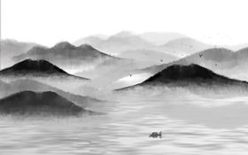 山水画水墨山水画意境山水画