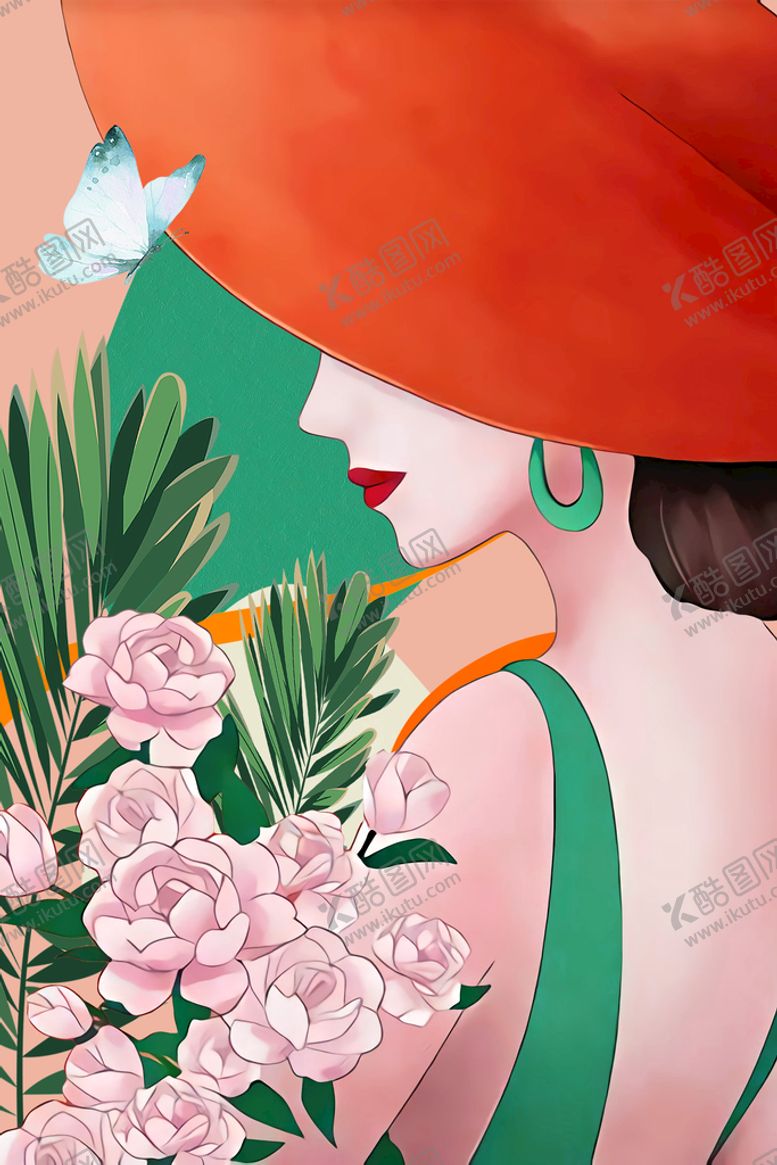 编号：75341009201722324218【酷图网】源文件下载-蝴蝶花卉时尚女性艺术挂画装饰画