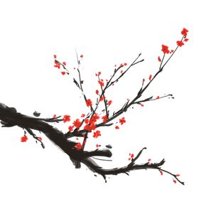 中国风水墨梅节日花树枝寒腊兰竹菊