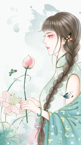 旗袍手绘风格七夕情人节化妆品